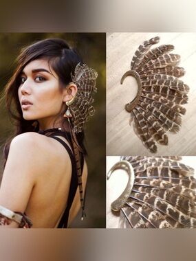 Feather Ear Cuffwith Gold Accent